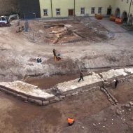 Rathausneubau in Herzogenaurach, mittelalterliche Ringmauer der Burganlage